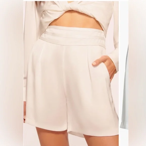 Ramy Brook Ivory High Waist Satin Women's Shorts
